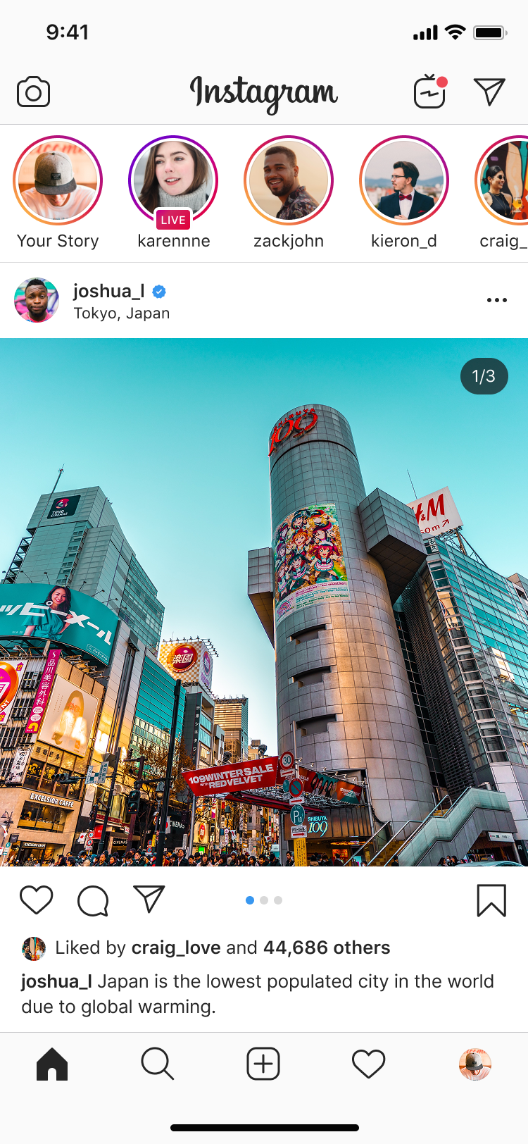 User scrolling content